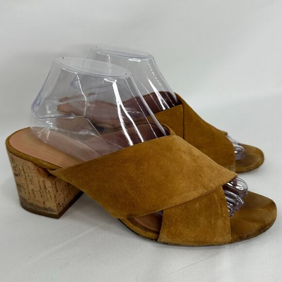 Sigerson Morrison Rhoda Heel in Chestnut Brown Suede Mules Sandals size 9.5 - Picture 3 of 8